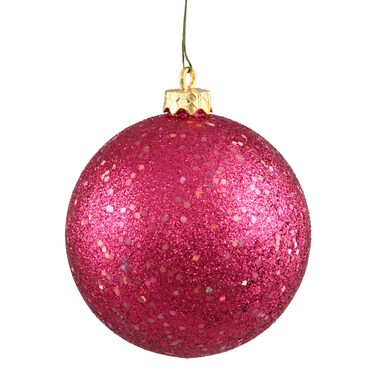 Vickerman 6" Wine Sequin Ball Ornament, 4 Per Bag