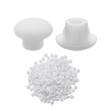 Bluecell Pack of 300PCS 5MM / 3/16" Plastic Hole Plug Button Top for Cabinet Cupboard Shelf (5MM, White)