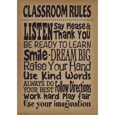 Teacher Created Resources Burlap Classroom Rules Positive Poster