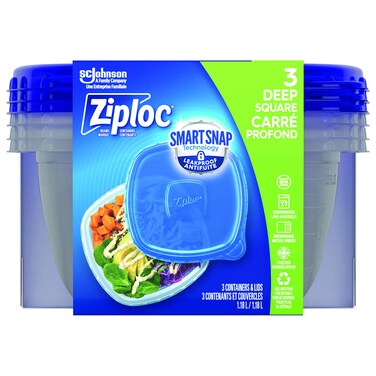 Ziploc Medium Square Food Containers - 1.18 L, 3 Pack