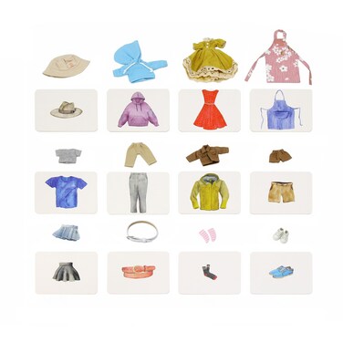 Kiddison Montessori Language Materials Objects with Similar Cards 12PCS Mini Clothing Replicas with Cards