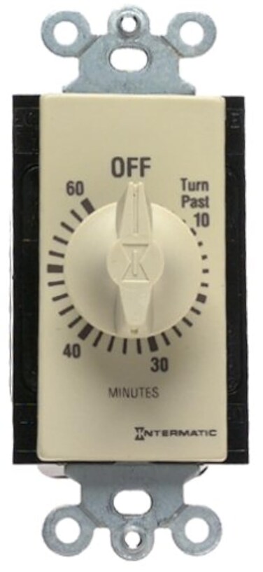 Intermatic Fd60Mc 60-Minute Spring-Loaded in-Wall Countdown Timer Switch for Fans and Lights, Ivory