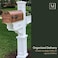Mayne Signature Decorative Mail Post with Newspaper Holder & Planter, White