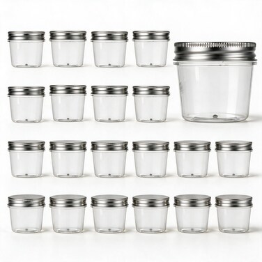 Novelinks 4 Oz Plastic Small Mason Jars and Small Plastic Jars with Lids