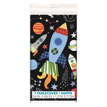 Unique Outer Space Adventure Rectangular Plastic Table Cover - 54" X 84" (1 PC) - Perfect for Themed Parties, Events, and Celebrations