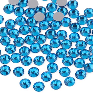 Beadsland Flat Back Crystal Rhinestones, Capri Blue, SS30, 288PCS