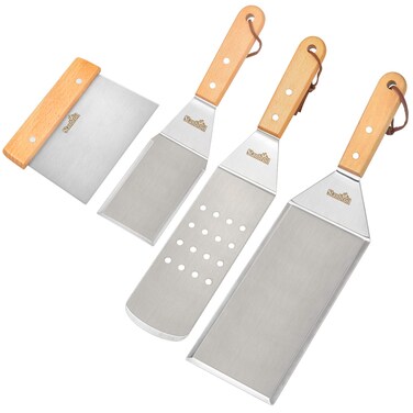 Stanbroil Metal Spatula and Bench Scraper Set for Griddle