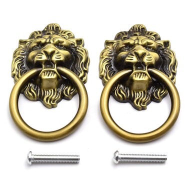 Aifeier ET Antique Bronze Lion Head Knob Pull Handle 2.64 X 1.57 Inch