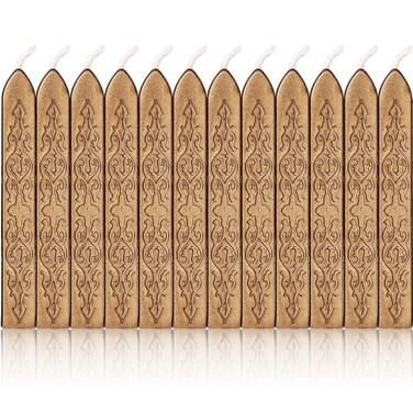 Bememo 12 Pcs Sealing Wax Sticks with Wicks, Bronze