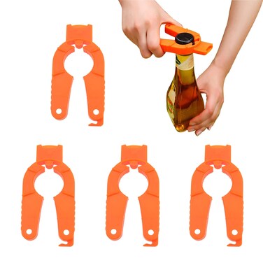 DonLeeving 4 Pack Multifunctional Kitchen Bottle Opener Adjustable Easy Grip Bottle Jar Opener Orange Can Opener Use for Elderly Weak Hands and Arthritic