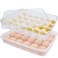 Anyumocz 2 Pack Covered Egg Holder, Clear Egg Holder Storage Container, Stackable Plastic Refrigerator Egg Trays for Deviled Egg, Protect and Keep Fresh(48 Eggs)