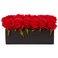 Nearly Natural Dozen Silk Roses in Ceramic Rectangular Planter