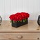 Nearly Natural Dozen Silk Roses in Ceramic Rectangular Planter