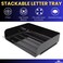 1InTheOffice 2-Tier Letter Tray Desk Organizer, Stackable, Side Load, Black, 2 Pack