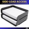 1InTheOffice 2-Tier Letter Tray Desk Organizer, Stackable, Side Load, Black, 2 Pack