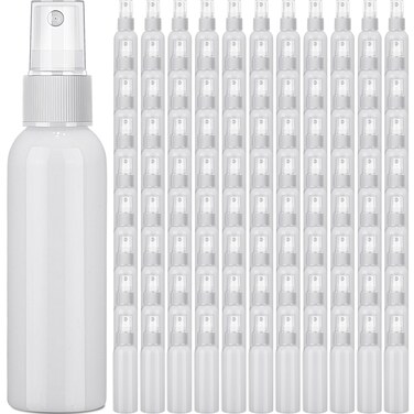 Tanlade 100 Pcs 2OZ Small Spray Bottles Refillable Mini Spritzer, White