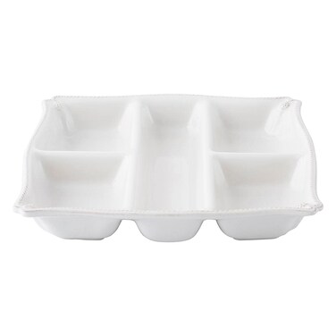 Juliska Berry & Thread Whitewash Platter - Square Serving Platter with Compartments