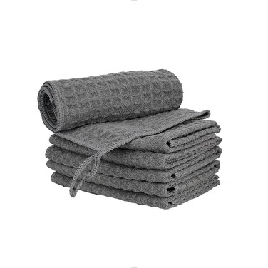 Watchget 6 Pack Microfiber Espresso Barista Cleaning Towels, Dark Grey