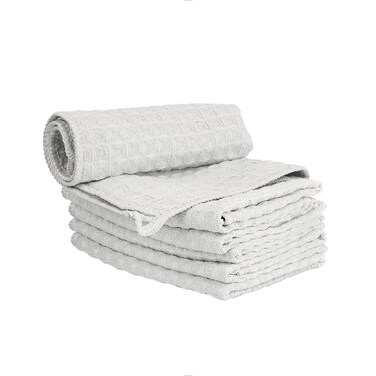 Watchget 6 Pack Microfiber Espresso Barista Cleaning Towels, Light Grey