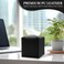 Azormi Tissue Box Cover, Pu Leather Tissue Box Holder with Bottom Belt, Modern Square Tissue Box Covers with Wide Opening (Black, Woven Patterns)