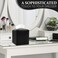 Azormi Tissue Box Cover, Pu Leather Tissue Box Holder with Bottom Belt, Modern Square Tissue Box Covers with Wide Opening (Black, Woven Patterns)