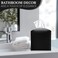 Azormi Tissue Box Cover, Pu Leather Tissue Box Holder with Bottom Belt, Modern Square Tissue Box Covers with Wide Opening (Black, Woven Patterns)