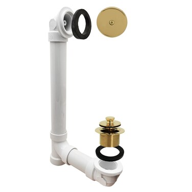 Westbrass Pull &amp; Drain Sch. 40 Pvc Bath Waste with One-Hole Top Elbow, Polished Brass, D49721-03