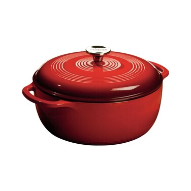 Lodge Essential Enamel Cast Iron Dutch Oven, 6 Quart, Island Spice Red