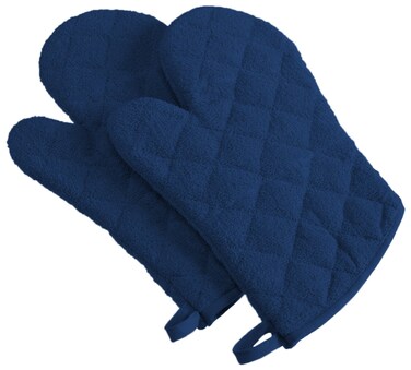 Dii Basic Terry Collection 100% Cotton Quilted, Oven Mitt, Nautical Blue, 2 Piece