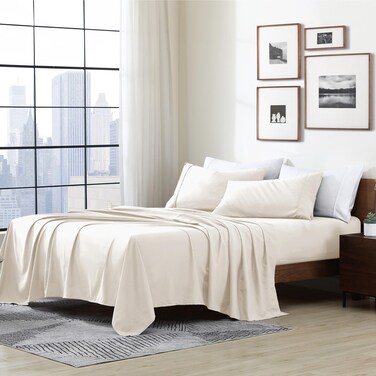 Cathay Home Queen Sheet Set, Ultra-Soft Microfiber Bed Sheets, Coconut Milk