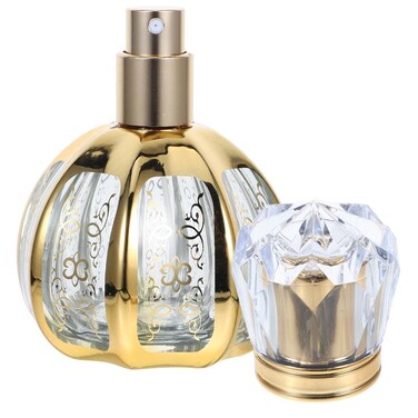 Housoutil Refillable Perfume Bottle 50ML 1.69 Oz Spray Bottle Glass Atomizer for Fragrance Essential Oils Empty Press-Down Mist Container for Travel Dresser Gift Random Pattern