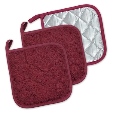 Dii Basic Terry Collection Potholders, Wine, 100 Percent Cotton, 3 Piece