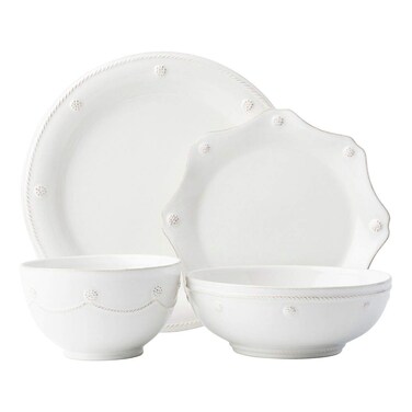Juliska Berry & Thread 4PC Place Setting with 2 Bowls - Whitewash