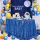 QueenDream Rectangle Wedding Tablecloth Royal Blue 90X132 Inch Seamless Sequin Fabric