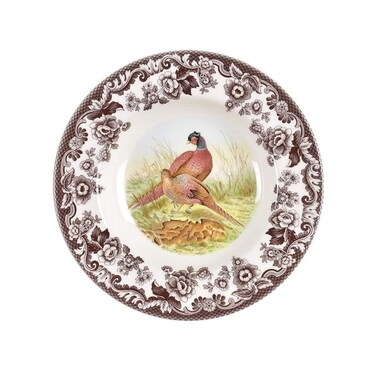 Spode Woodland Soup Plate - Pheasant, Brown/White
