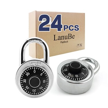 LanuBe Lock Standard Dial Combination Padlock 24 Pack Wide 2-IN Black Dial