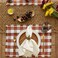 Dii Fringed Check Tabletop, Placemat Set, 13X19, Cinnamon, 6 Piece