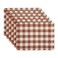 Dii Fringed Check Tabletop, Placemat Set, 13X19, Cinnamon, 6 Piece
