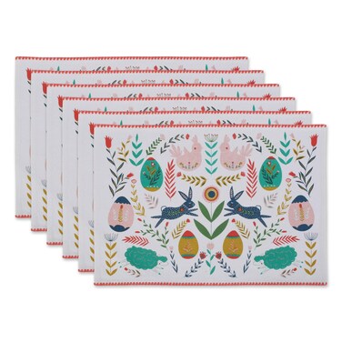 Dii Easter Folk Collection, Kitchen Tabletop, Placemat Set, Easter Folk, 6 Piece