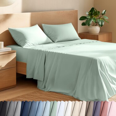 Bare Home 100% Organic Cotton Percale Sheet Set (Queen, Willow)