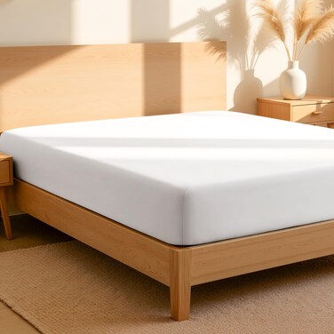 Bare Home 100% Organic Cotton Percale Fitted Sheet (Twin, White)
