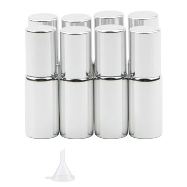 Newzoll 8PCS 5ML Glass Roller Bottles for Essential Oils, Silver