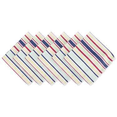 Dii Cotton Napkin Set Machine Washable Everyday Basic, 20X20, Basic Stripe, 4 Count