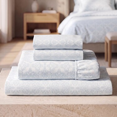 Mellanni Iconic 4-Piece, Ultra Soft Sheet Set (Queen, Laced Sky Blue)