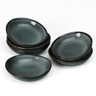 Famiware Ceramic Soy Sauce Dish, 2.1oz Dipping Bowl Set of 6, Deep Forest