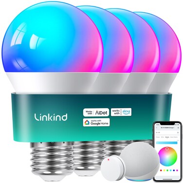 Linkind Smart Light Bulbs, Work with Alexa, Google Home, Aidot