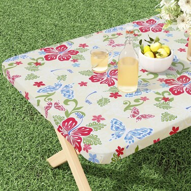 Misaya Rectangle Vinyl Tablecloth 6 Foot Elastic Fitted Table Cover