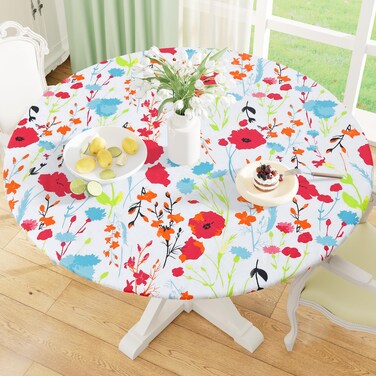 Misaya Round Fitted Vinyl Flannel Backed Tablecloth with Elastic Edge
