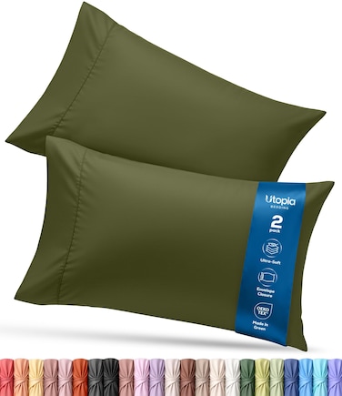 Utopia Bedding Pillow Cases Queen Size Set of 2, Ultra Soft Comfy Pillow Covers, Olive