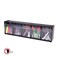 Deflecto Tilt Bin Interlocking Multi-Bin Storage Organizer, 5 Sections, 23.63" X 5.25" X 6.5", Black/Clear